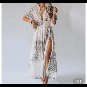 Deep V-Neck Batwing Sleeve Maxi Dress